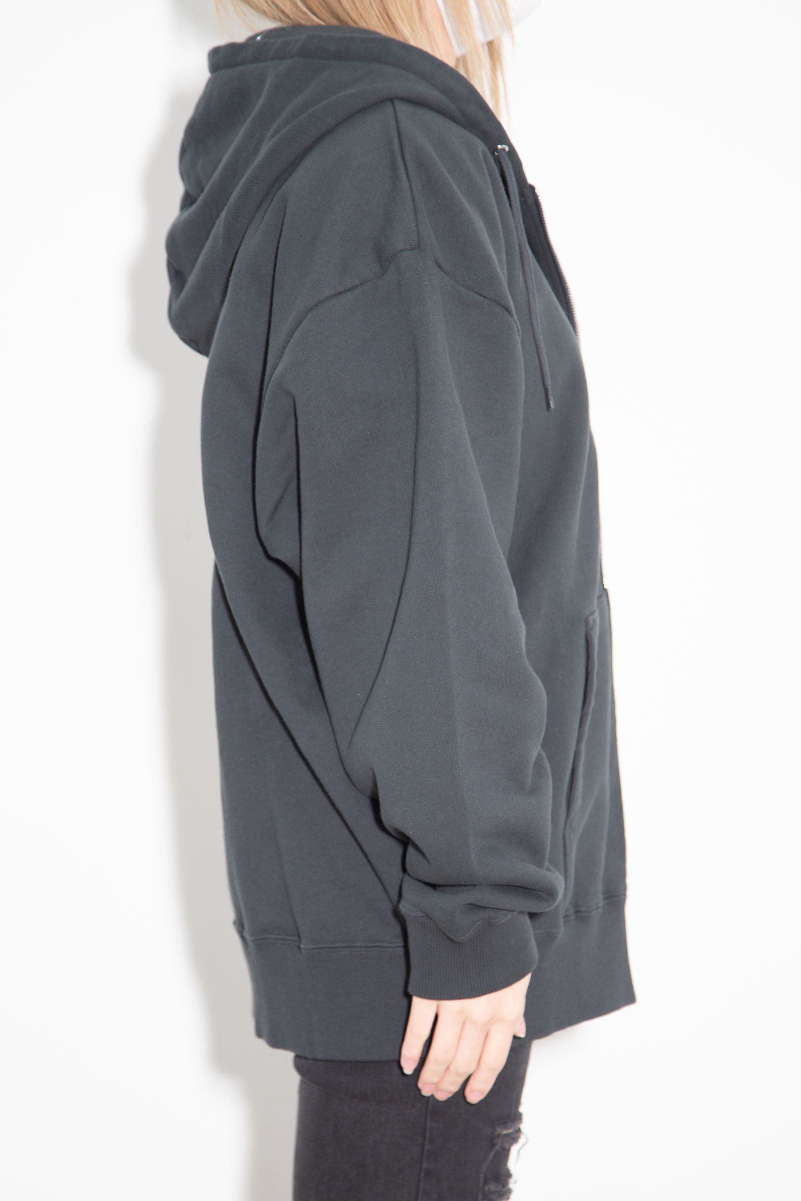 [ラスト1点 サイズM] FACE BOX PATCH ZIP UP SWEAT HOODIE / チャコール