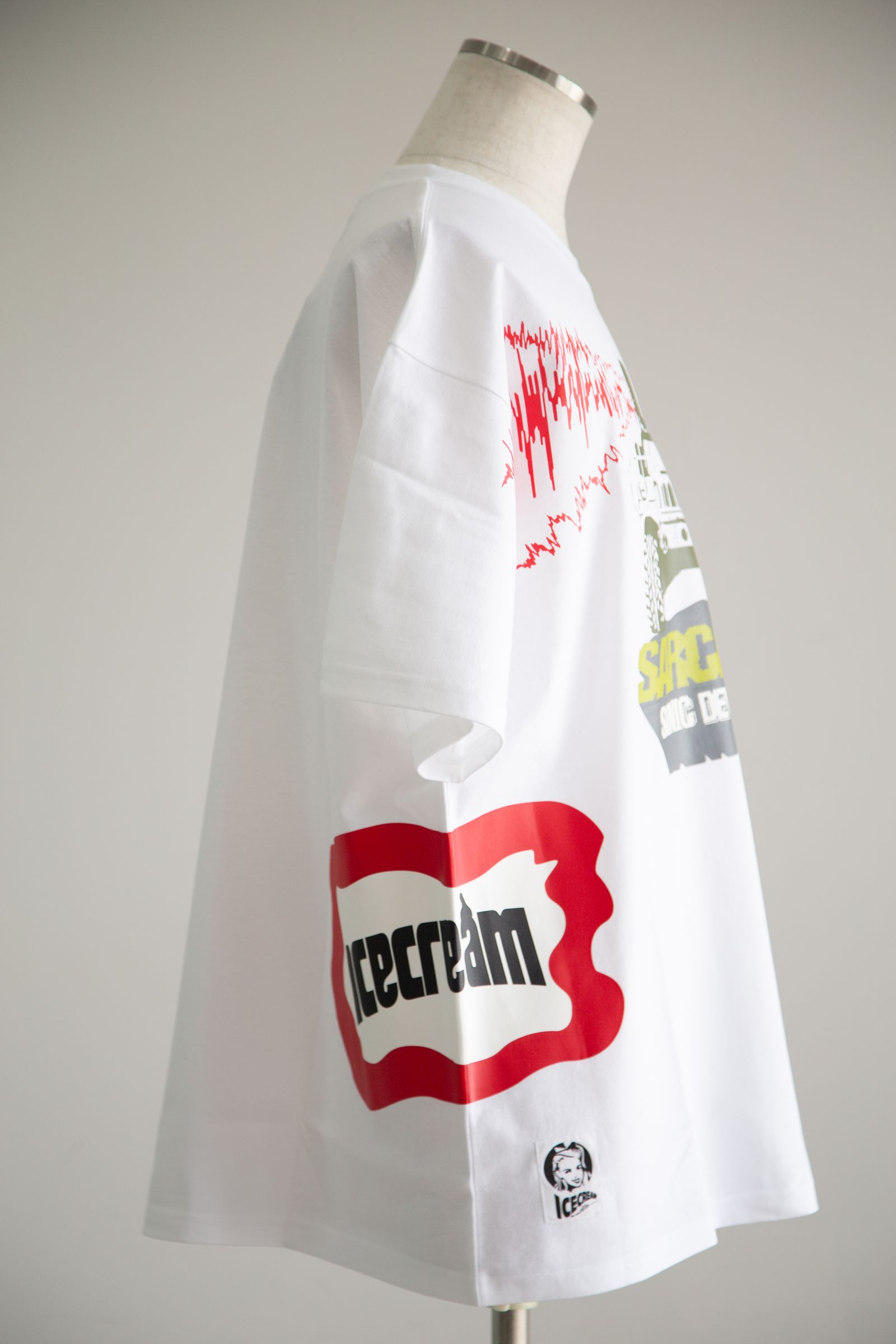 【ICECREAM x SARCASTIC】  ICECREAM x SARCASTIC COTTON T-SHIRT / ホワイト