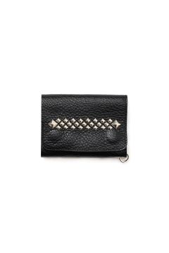 STUDS LEATHER FLAP HALF WALLET / ブラック