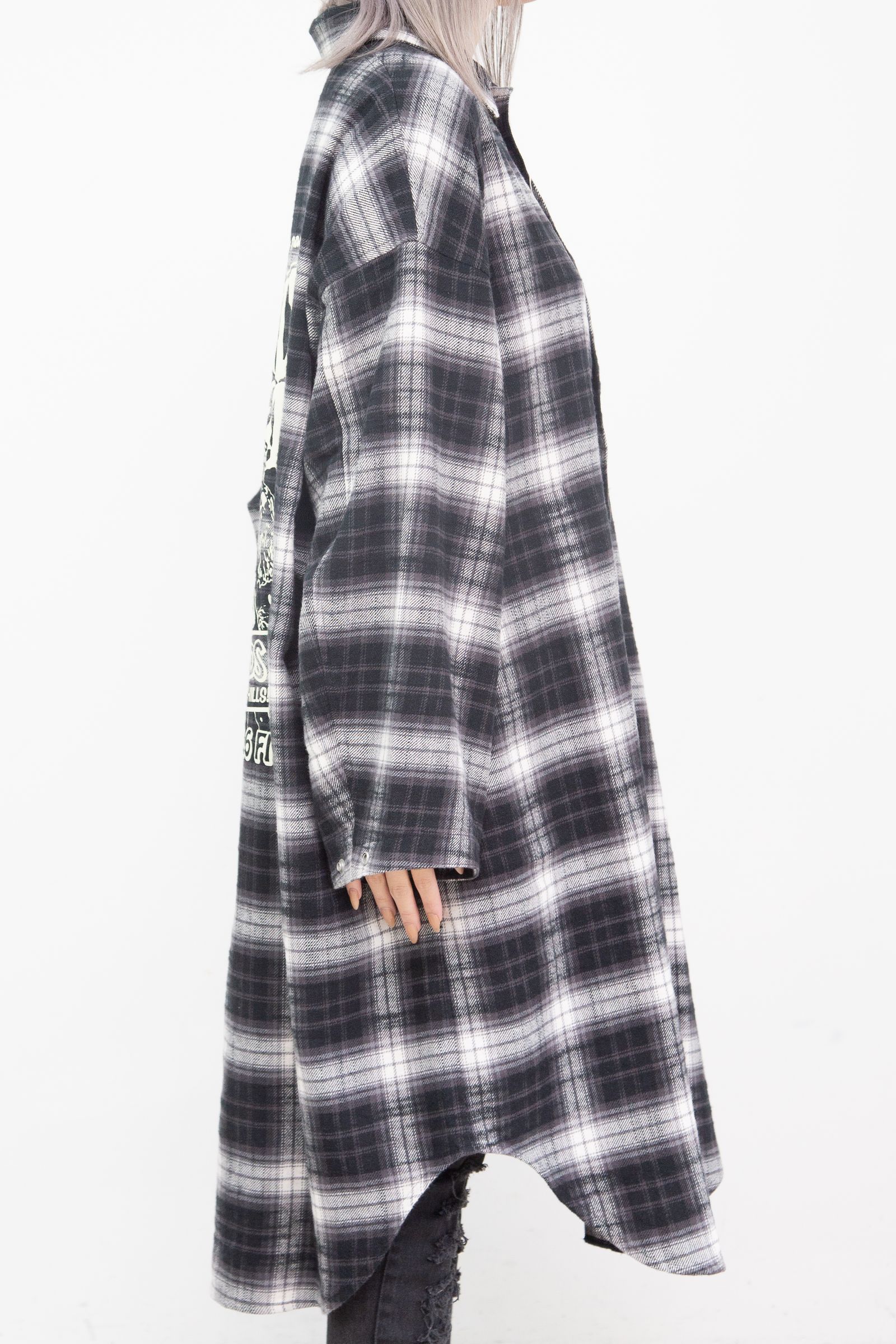 FM MONDO RADIO チェックシャツワンピース / ブラック