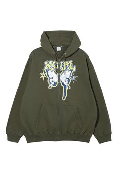 BUTTERFLY ZIP UP HOODIE / オリーブ
