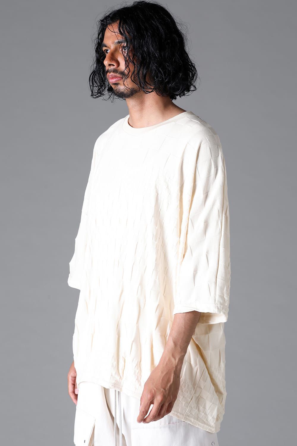 GRADIENT PLAID PATTERN DOLMAN TEE / ブラック