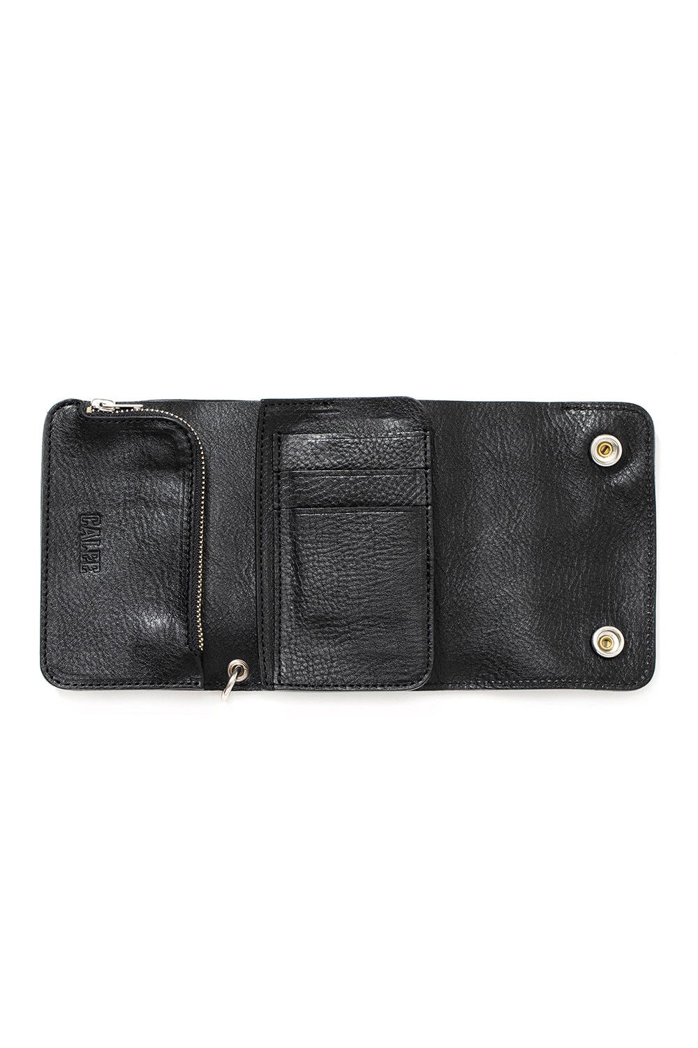 STUDS LEATHER FLAP HALF WALLET / ブラック