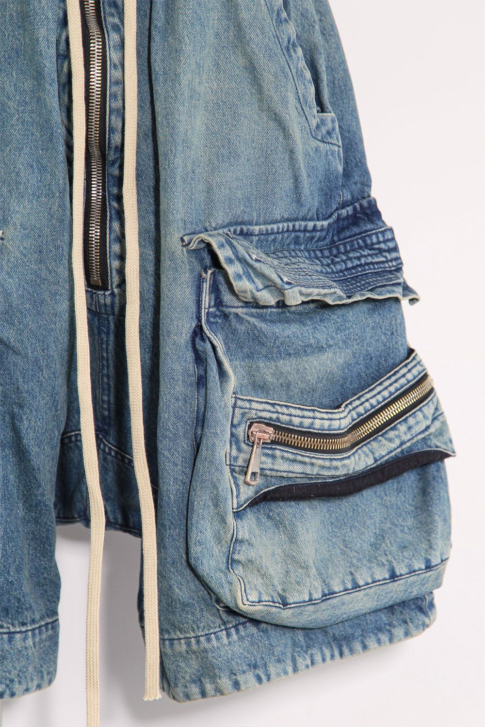 ヴィンテージデニムサルエルショーツ / VintageDenim Millitary Shorts / ブルー / ag-8014-3