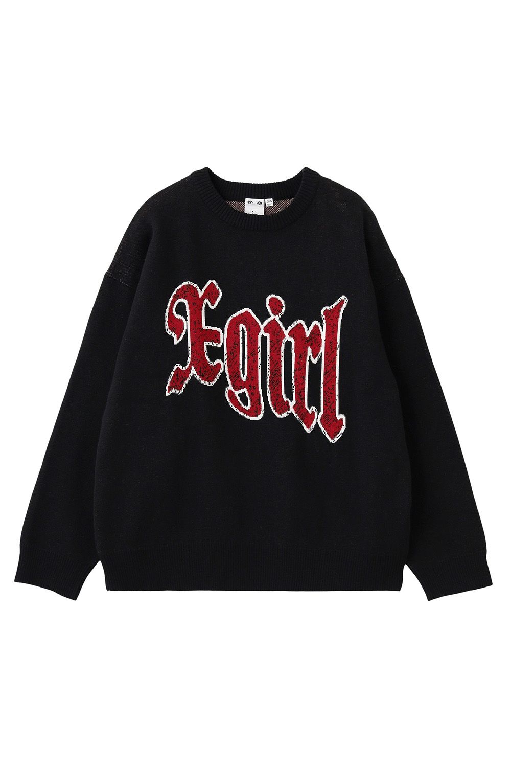 SCRATCHED LOGO JACQUARD KNIT TOP / ブラック