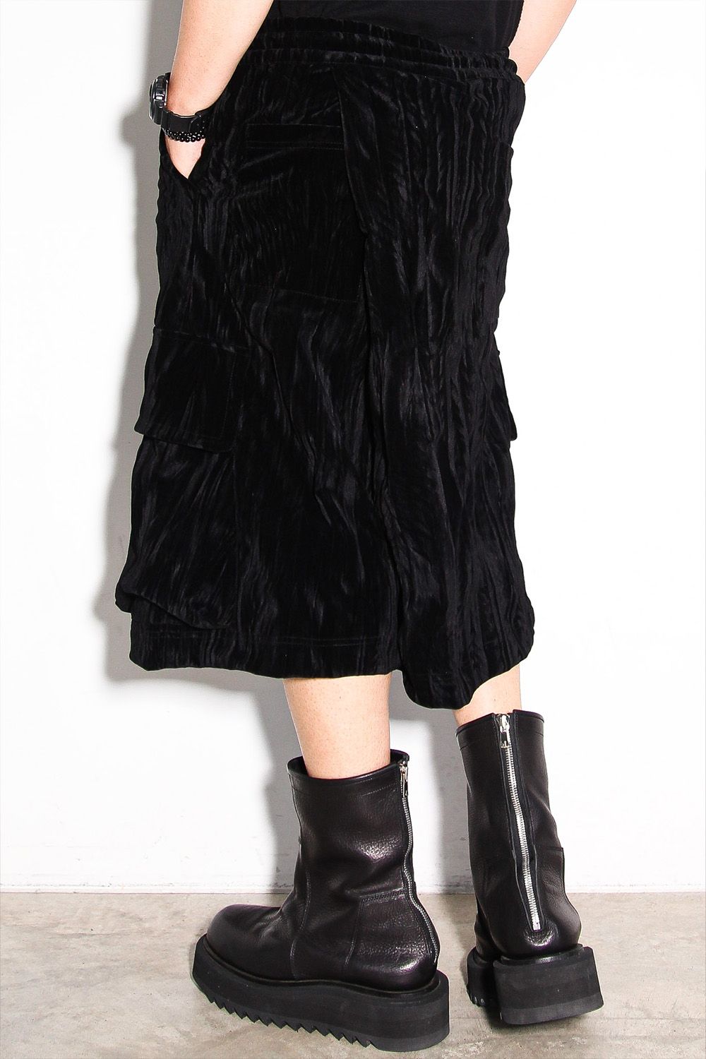 ベロアラップスカートパンツ / WRAP SKIRTS PANTS / ブラック / ag-12042