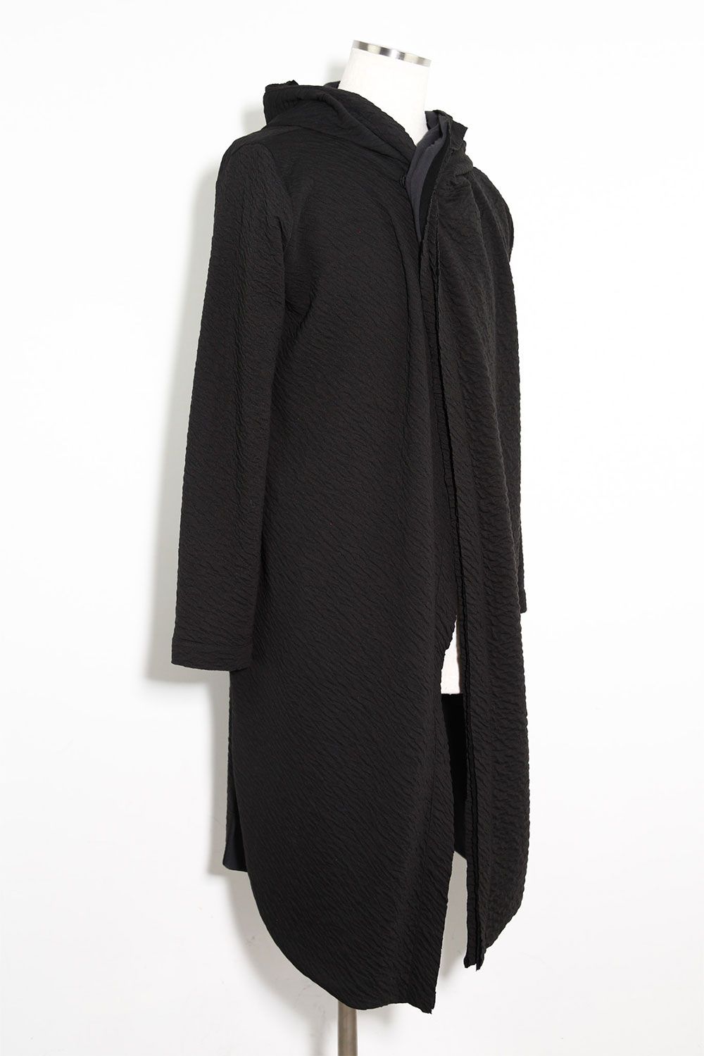 LONG CARDIGAN 223-304 / シボ加工ロングカーディガン / ブラック