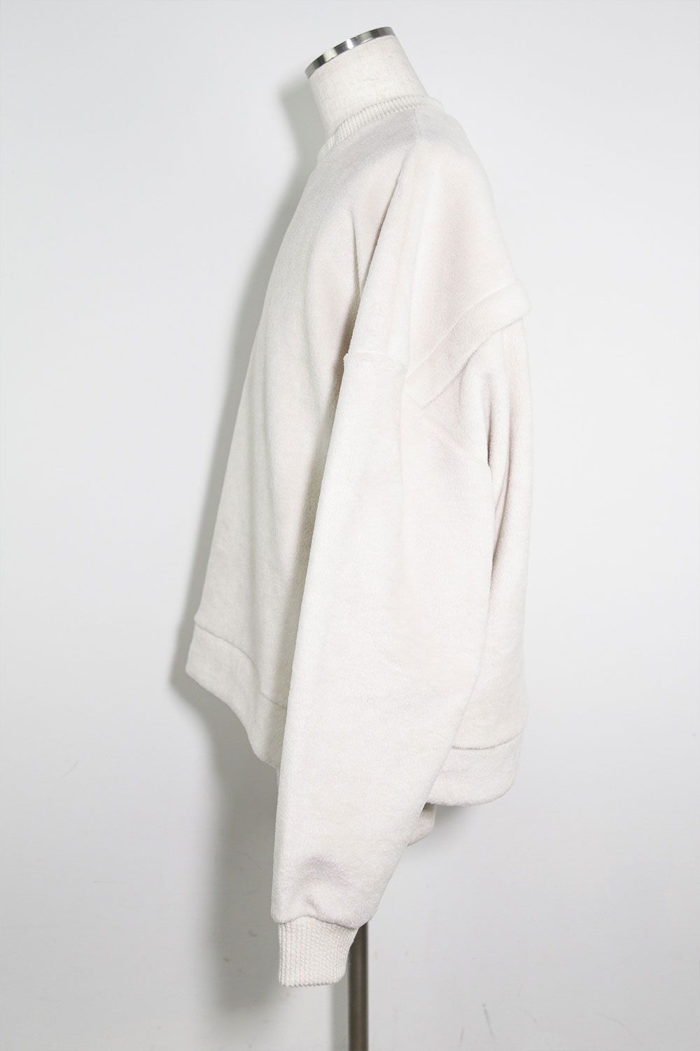 ニットコーデュロイ×フリーストップ / Knit Corduroy Combi Fleece Top / アイボリー / ag-10086