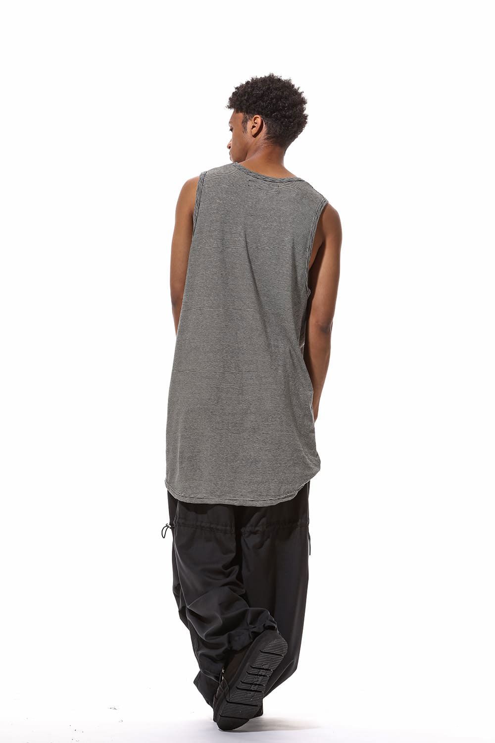 ストライプロングタンクトップ / Stripes Long Tank Top / ブラック×アイボリー