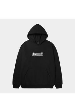 LOGO APPLIQUE HOODED FLEECE / ブラック