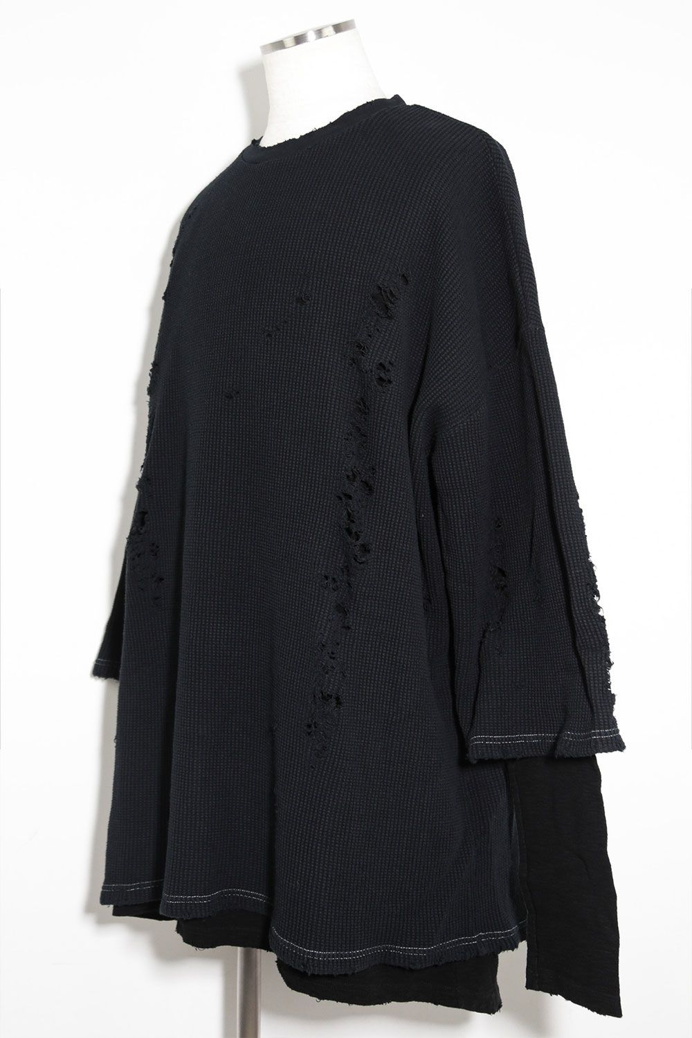 ダメージレイヤードオーバーサイズトップス / Damage Layered Pullover / ブラック / ag-8086