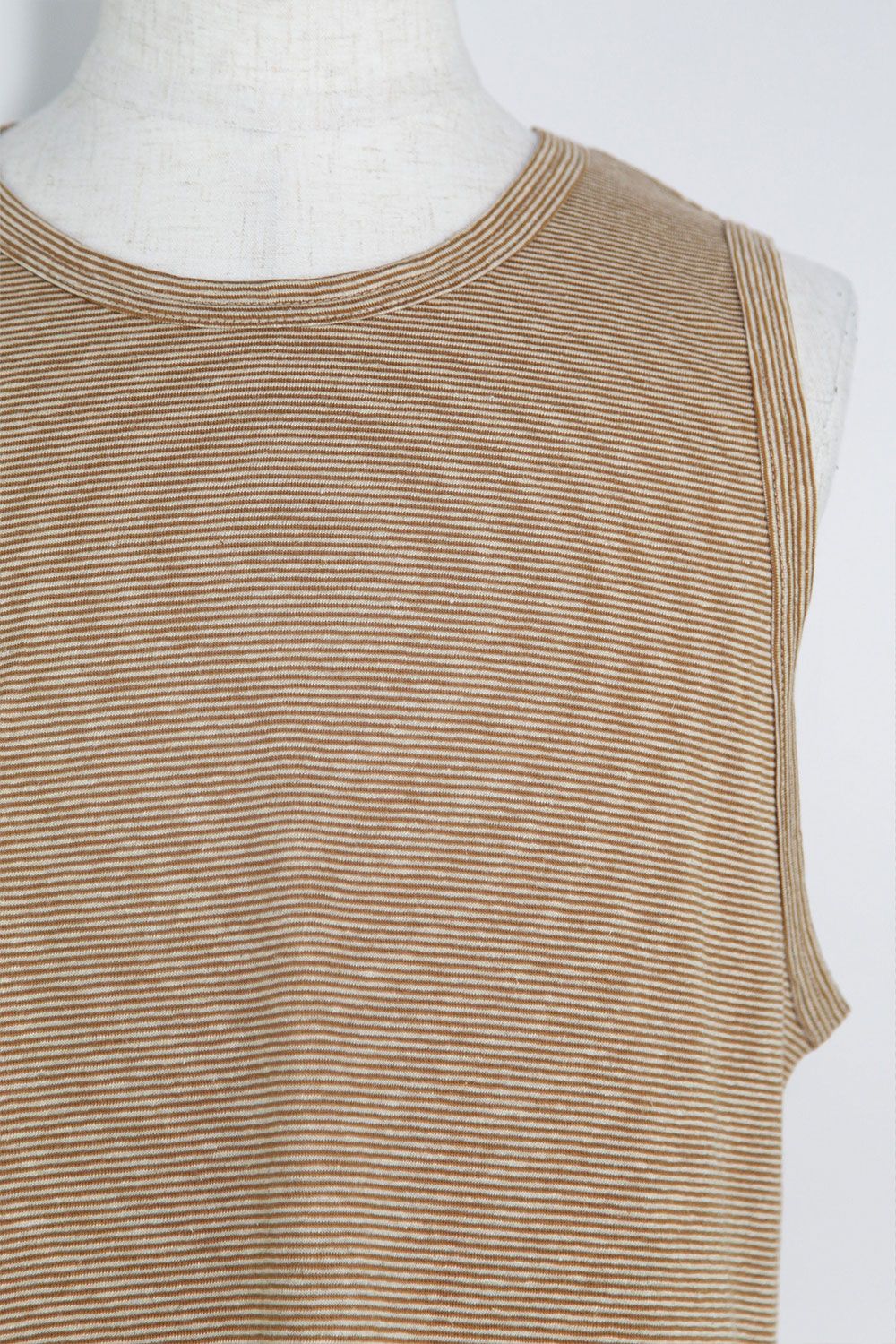 ストライプロングタンクトップ / Stripes Long Tank Top / マスタード×アイボリー