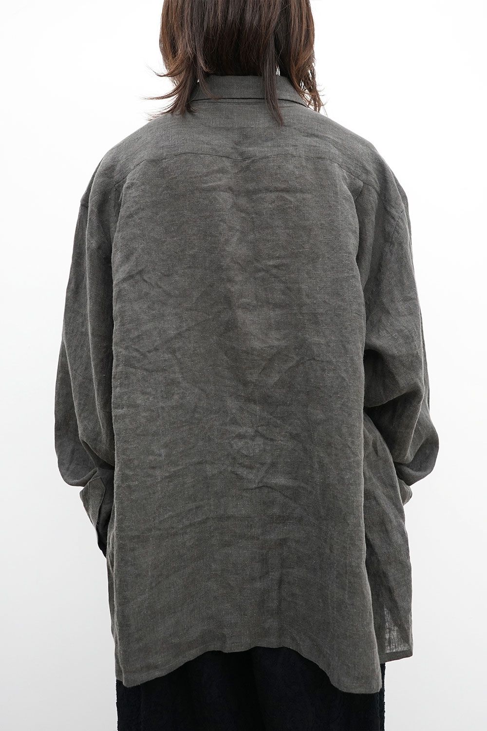 Pigment-Dyed Washed Oversized Shirt / チャコール