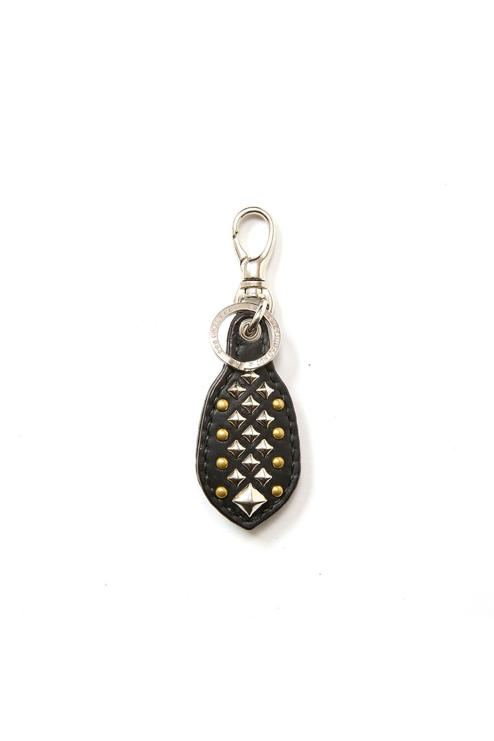 STUDS LEATHER RUGGED KEY RING / ブラック