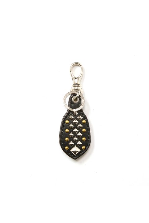STUDS LEATHER RUGGED KEY RING / ブラック