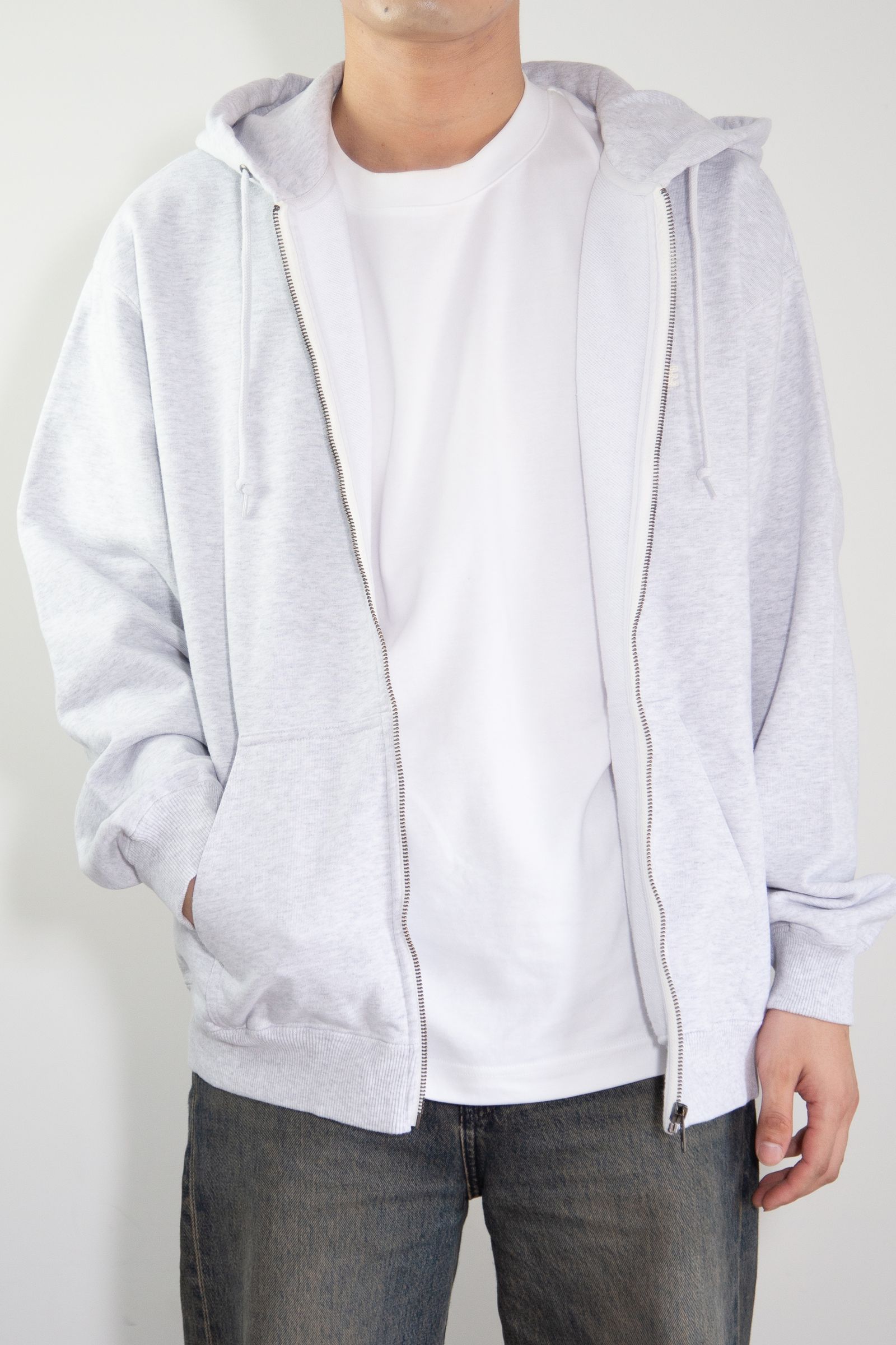 SLANTED OG ZIP HOODED SWEATSHIRT / アッシュ