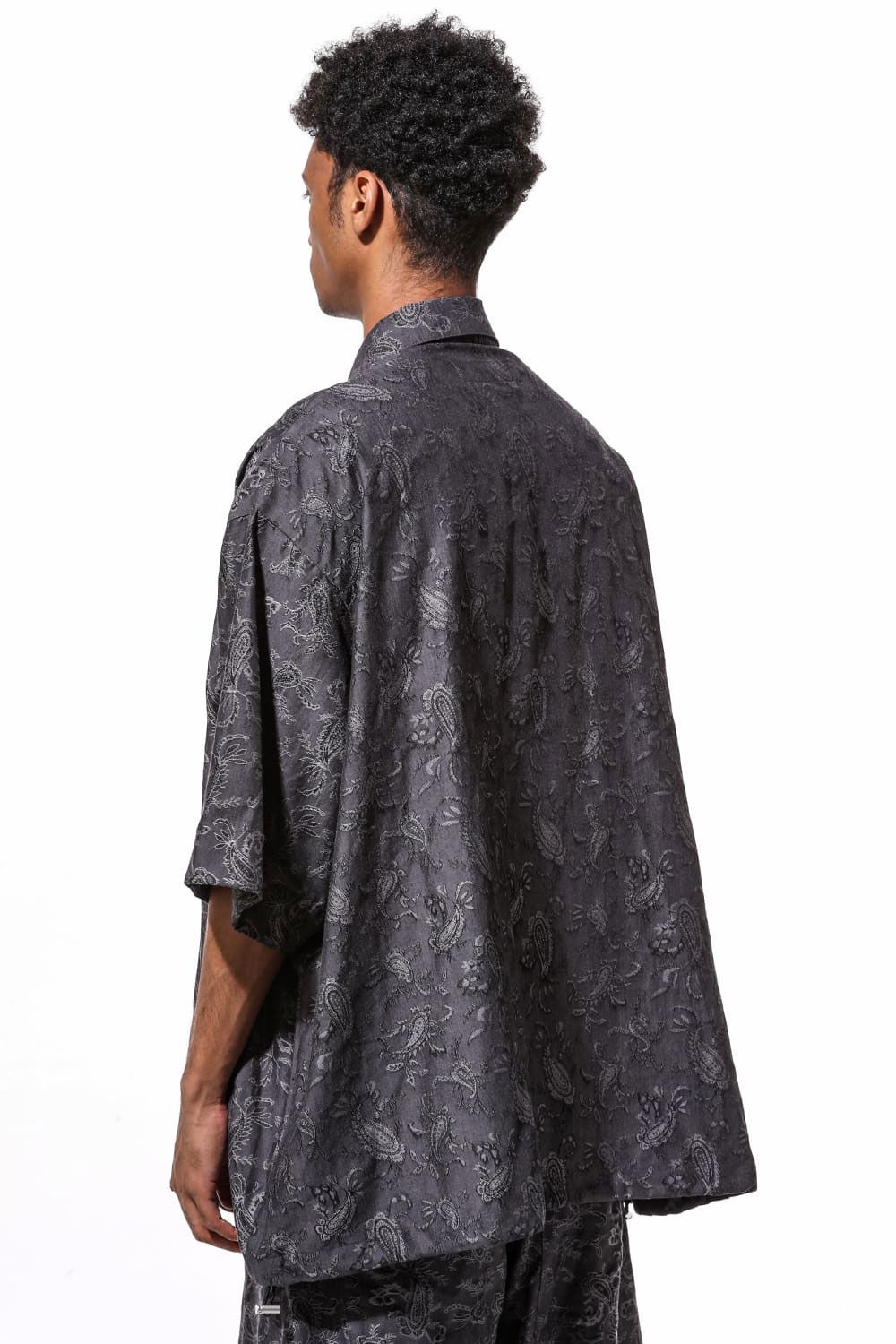 ペイズリー柄ハーフスリーブシャツ / Paisley Front Zip Harf Sleeve Shirts / ブラック / ag-9060-1