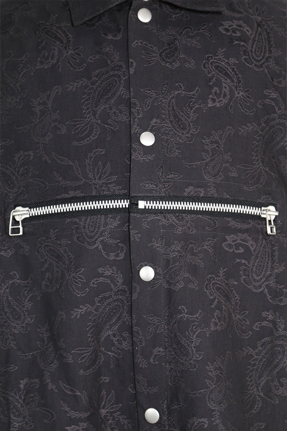 ペイズリー柄ハーフスリーブシャツ / Paisley Front Zip Harf Sleeve Shirts / ブラック / ag-9060-1