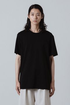 コットン/ ポリエステルハイゲージパイル スリムフィットTシャツ / ブラック