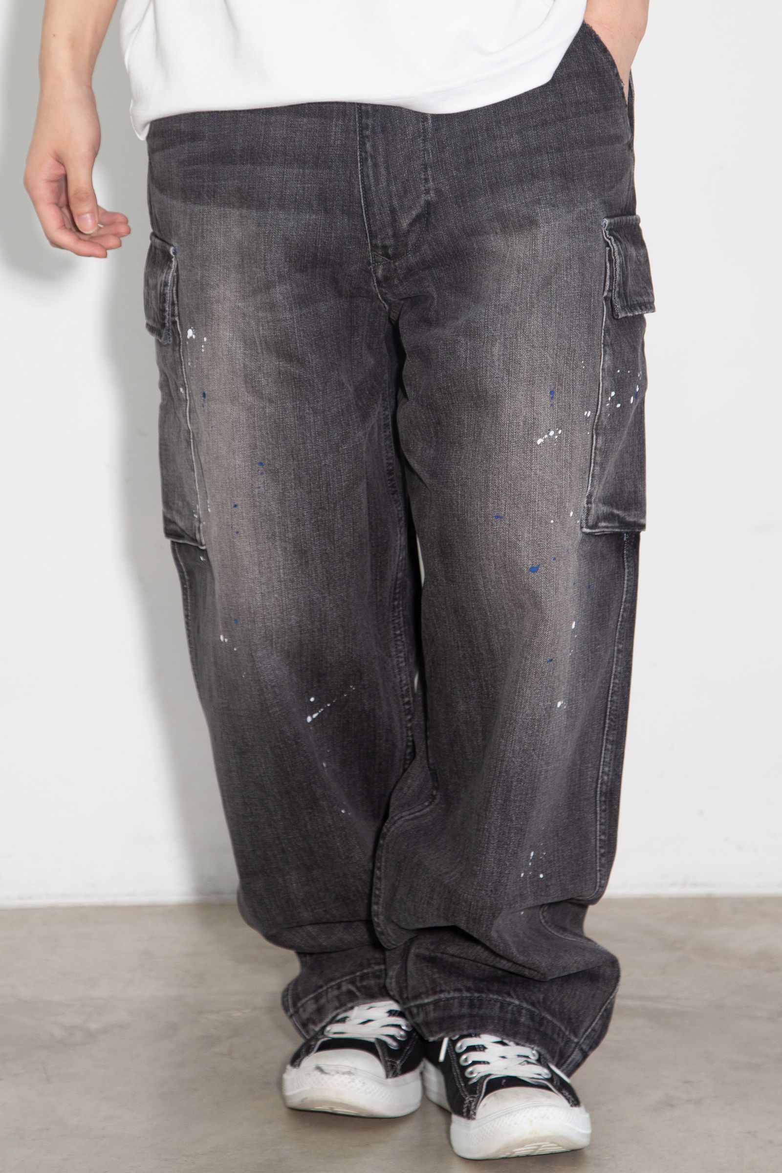 DENIM CARGO PANTS / ブラック