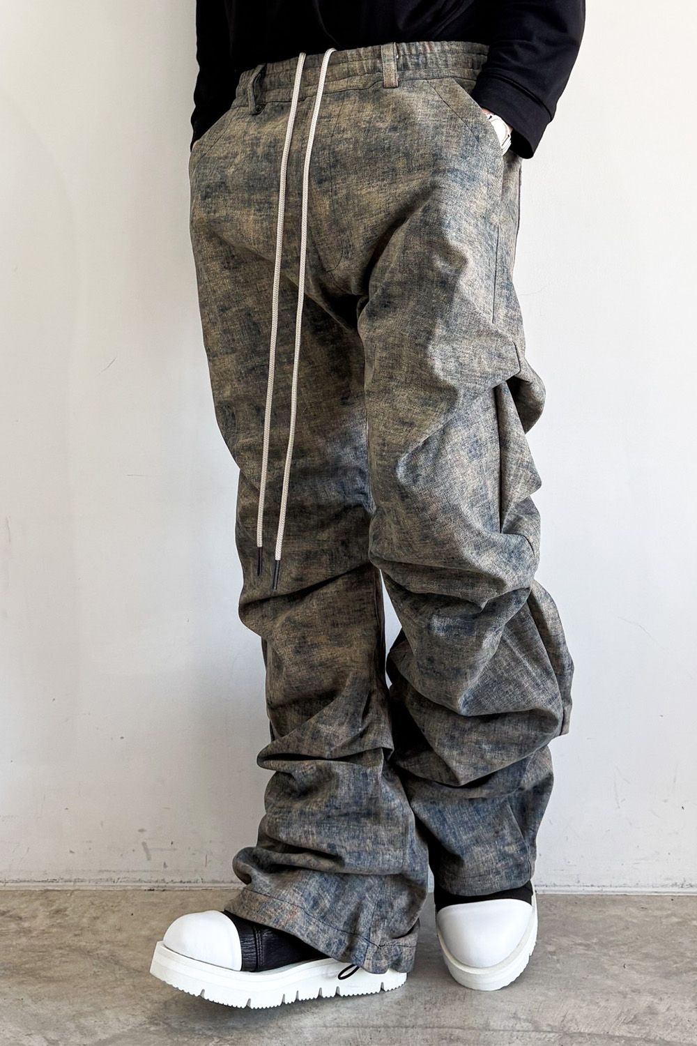 [ラスト1点 サイズ2] BLENDED SHADES DENIM TUCK BOOTS CUT PT / スチールブルー