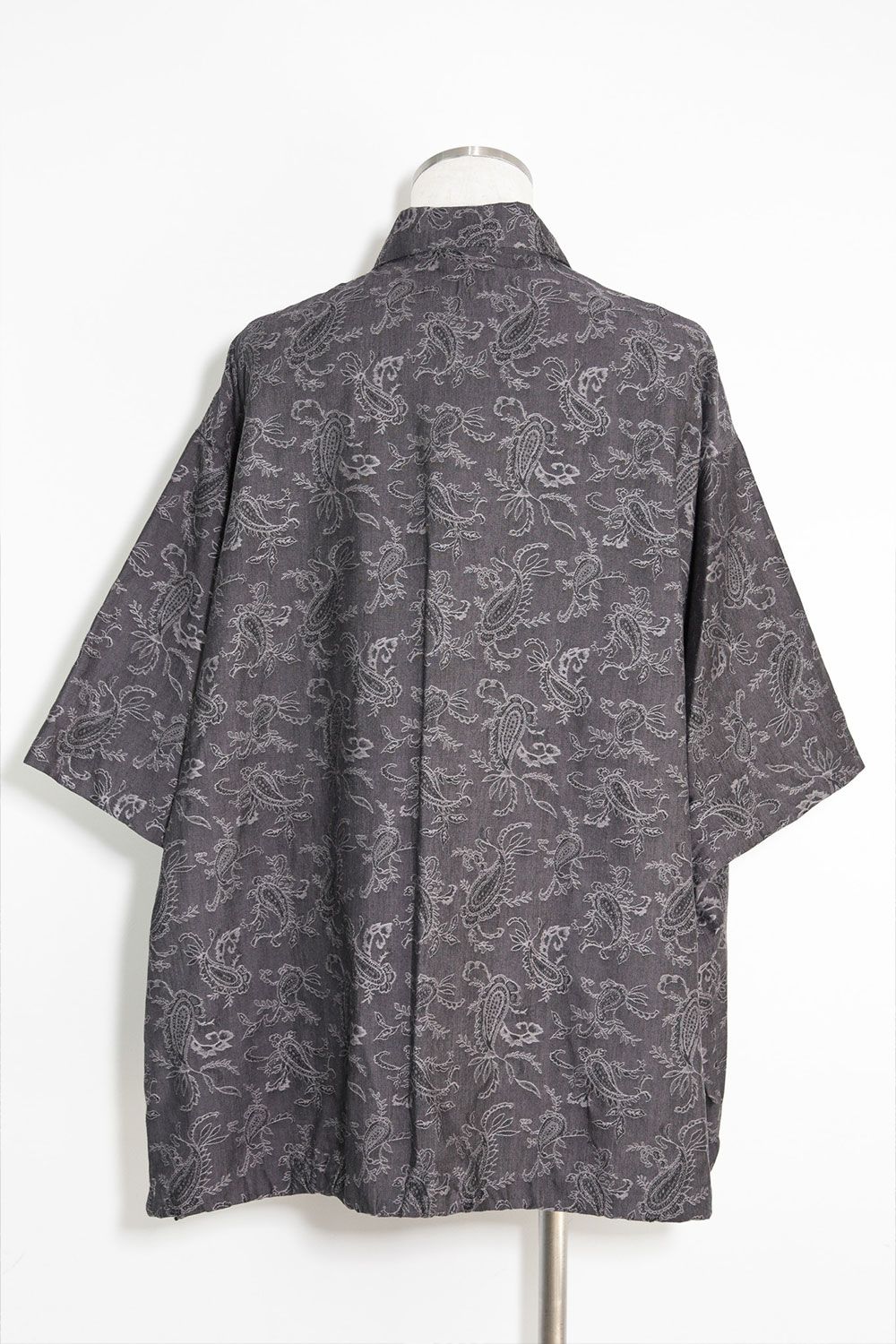 ペイズリー柄ハーフスリーブシャツ / Paisley Front Zip Harf Sleeve Shirts / ダークグレー / ag-9060-1