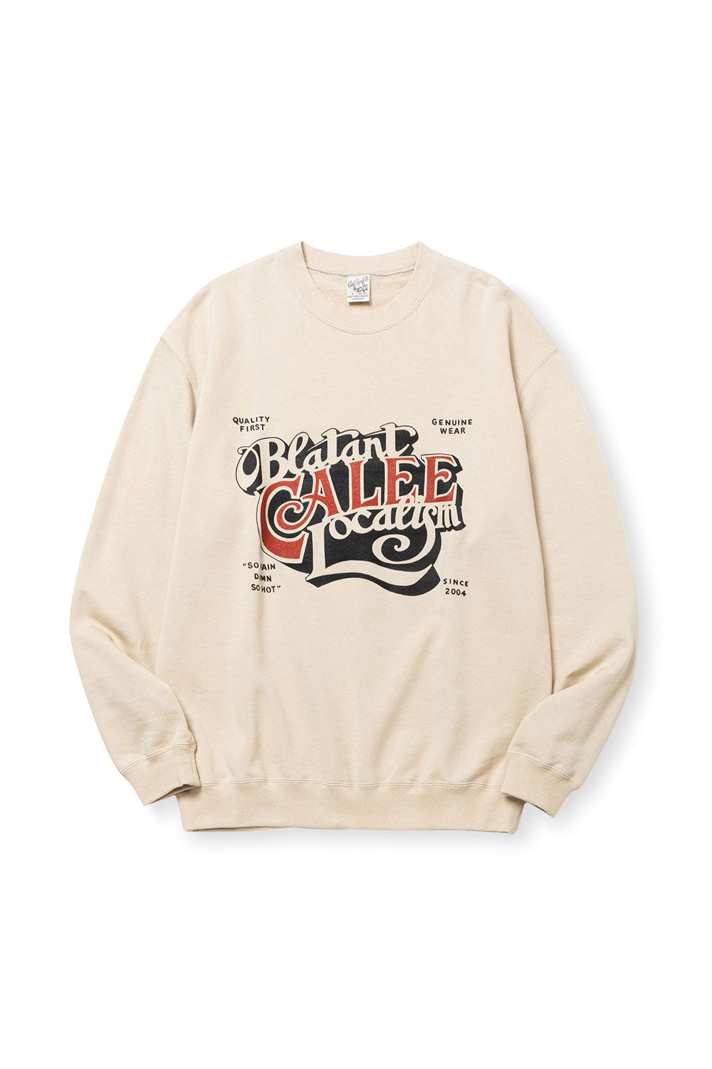 [ラスト1点 サイズXL] CAL BL LOGO CREW NECK SW ＜NATURALLY PAINT DESIGN＞ / ベージュ