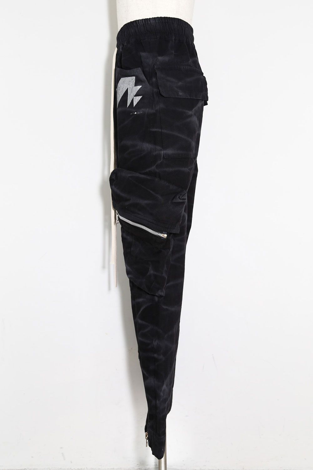 ヴィンテージ染めワイドカーゴパンツ / Vintage Dyed Pocket Long Pants / ブラック