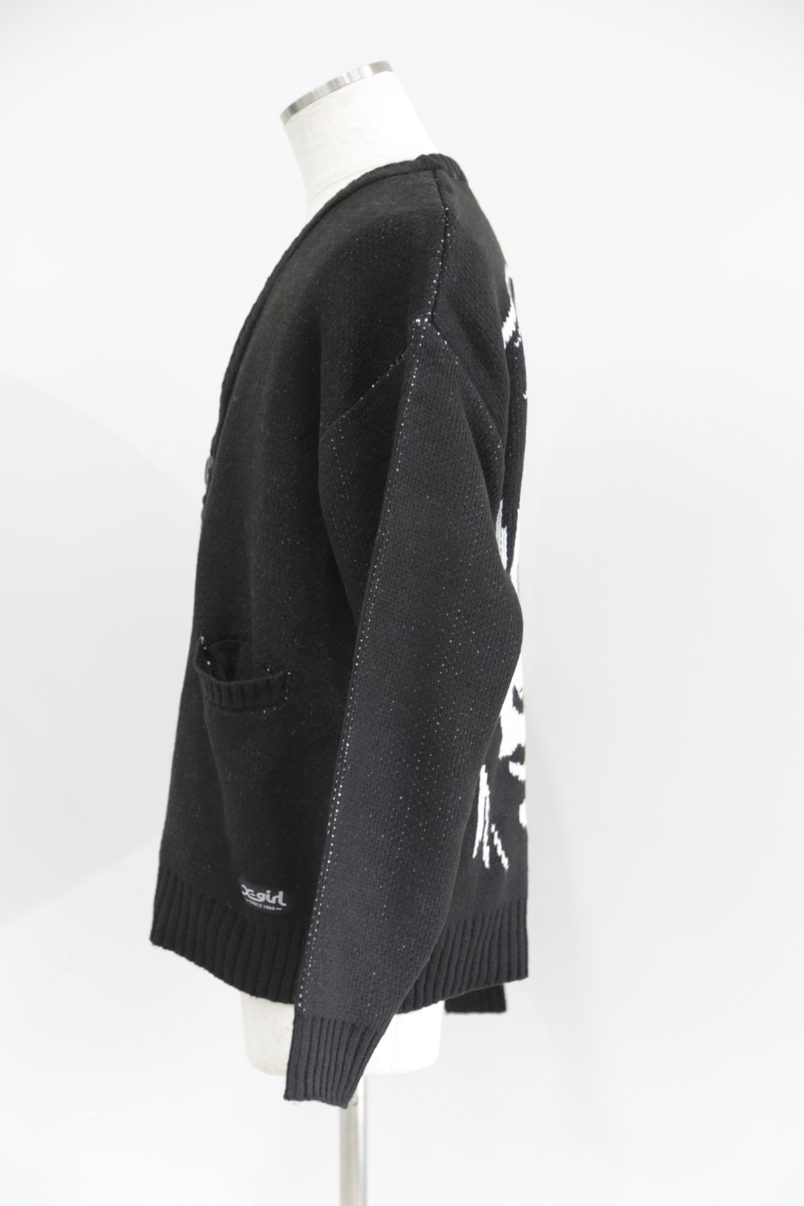 FACE KNIT CARDIGAN / ブラック