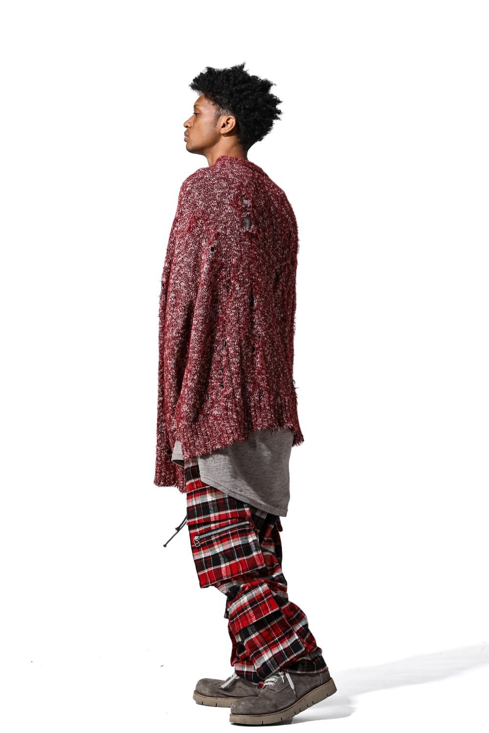 リラックスフィットダメージニット / Damage Knit Top / ブラックミックス / ag-8013
