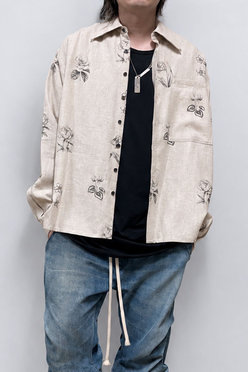 Botanical Print Oversized Shirt / エクリュ