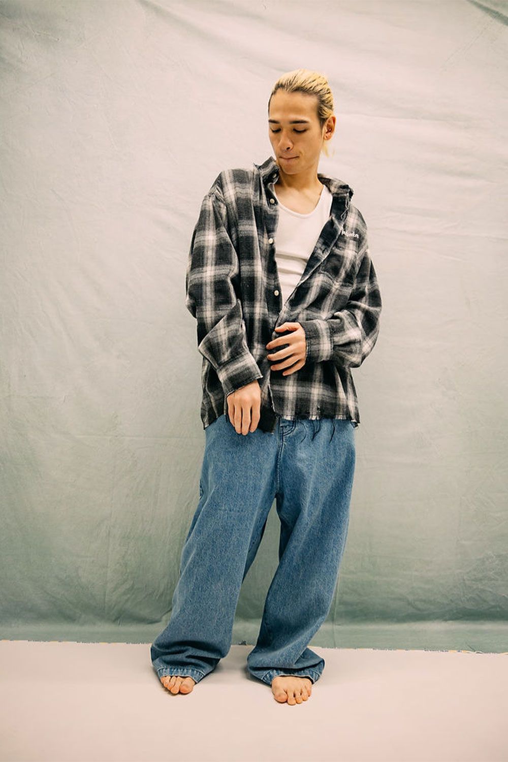 Vintage Wash Check Shirts / ブラック