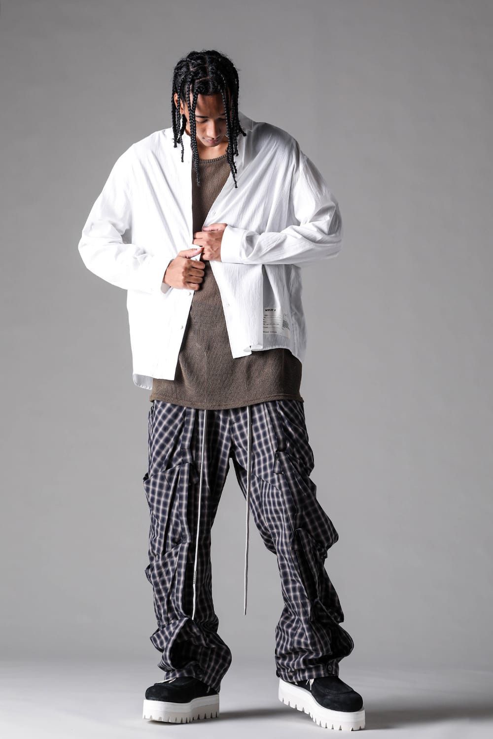 Plaid Side Layered Pants
