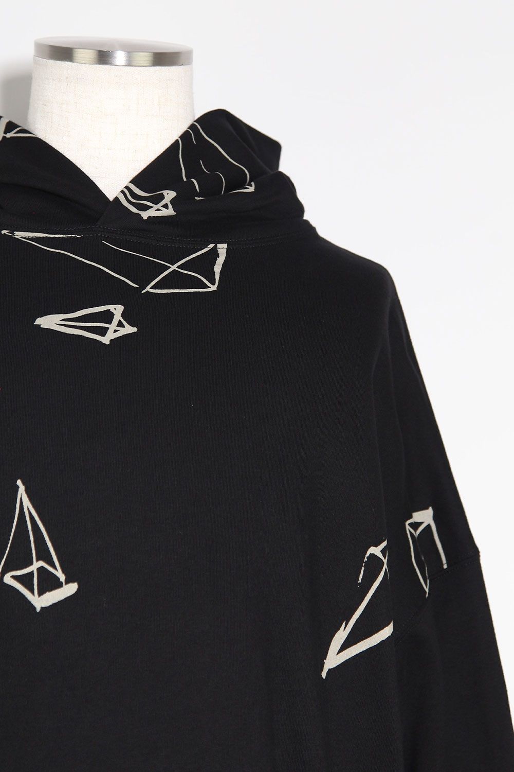 総柄プリントパーカー / Print Sweat Hoodie / ブラック / ag-7016