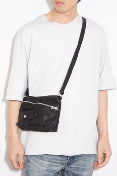 JAPAN CALF GARMENT-WASH RIDERS MINI SHOULDER BAG / ブラック
