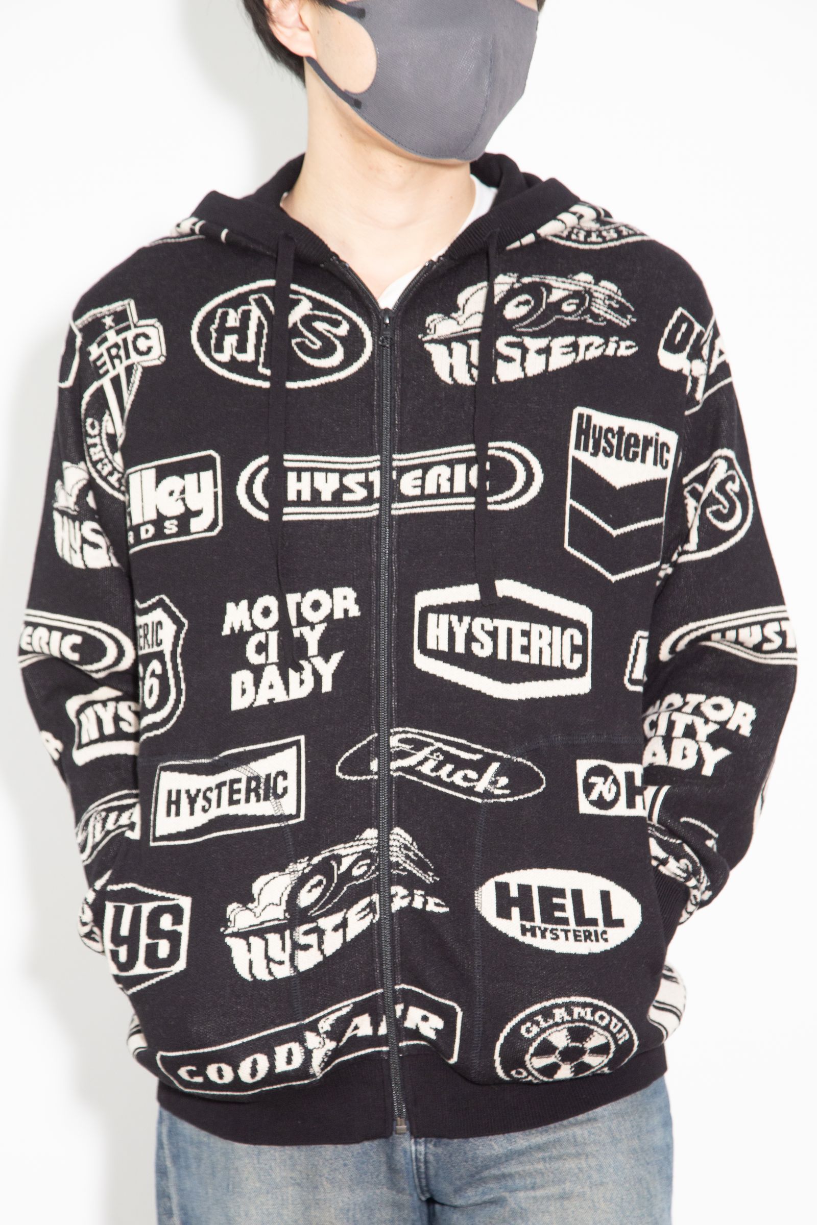 【素敵なデザイン❗️】90's HYSTERIC GLAMOUR パーカー Y2K HYSTERIC TIMES ZIP UP HOODIE(L BLACK): HYSTERIC GLAMOUR｜WILDSIDE