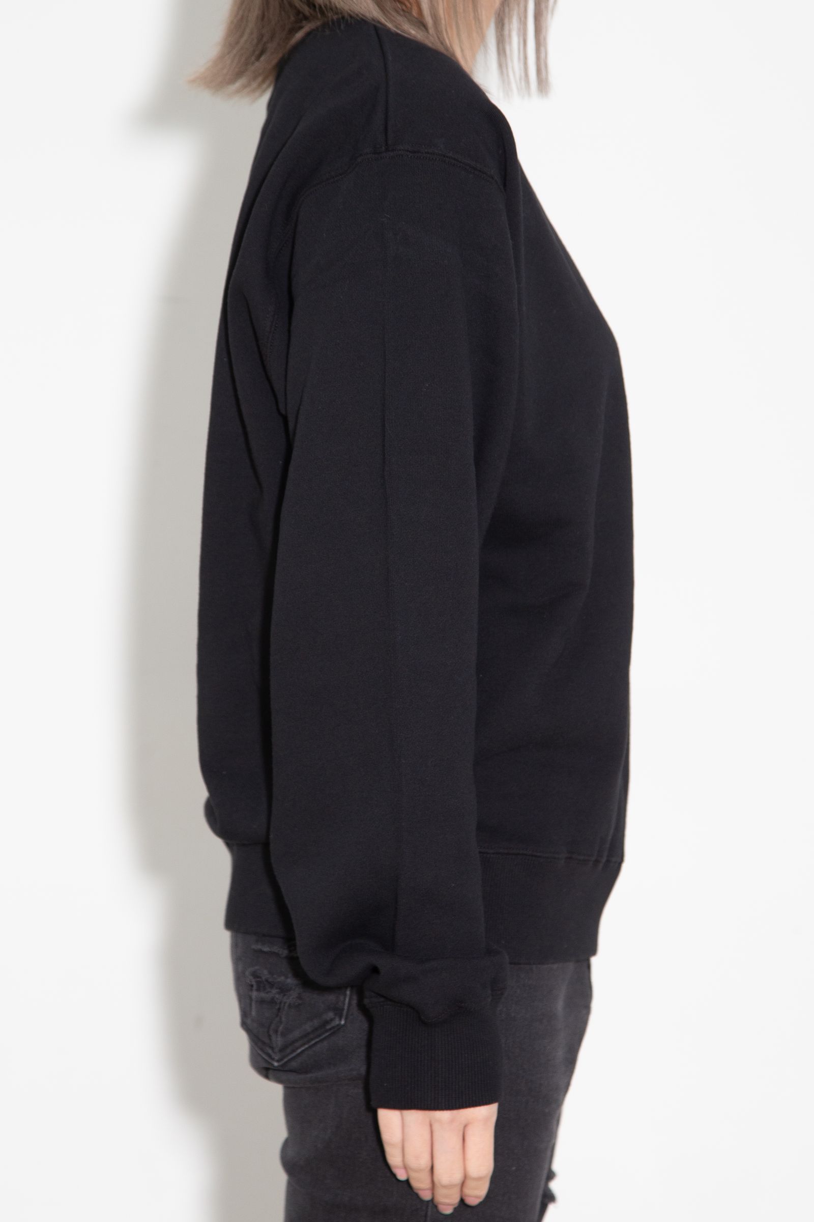 FACE PATCH AND LOGO CREWNECK SWEAT TOP / ブラック