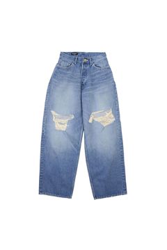 [ラスト1点 サイズ46] Damaged Buggy Denim Jeans / ブルー