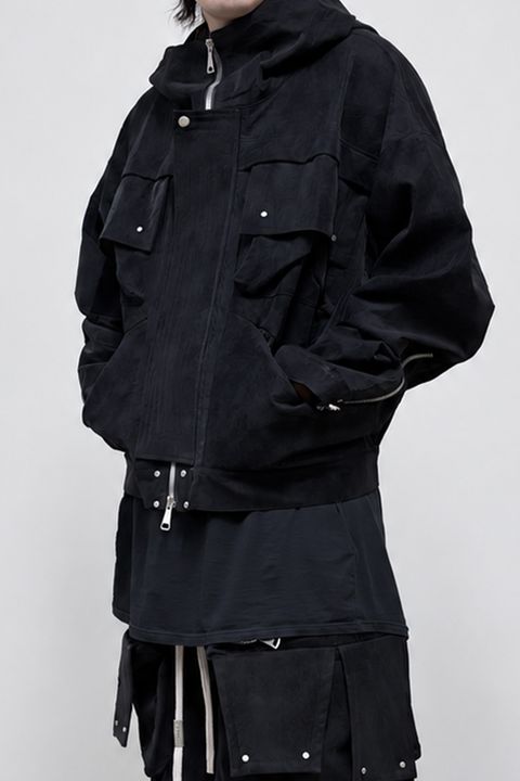 Vegan Leather Hoodie Blouson / ブラック