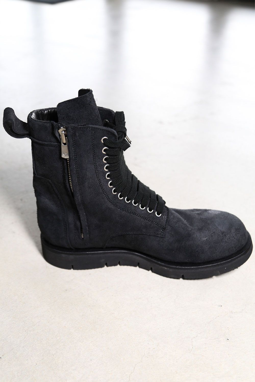 サイドジップレースアップブーツ / Laced Boots / ブラック / ag-6081