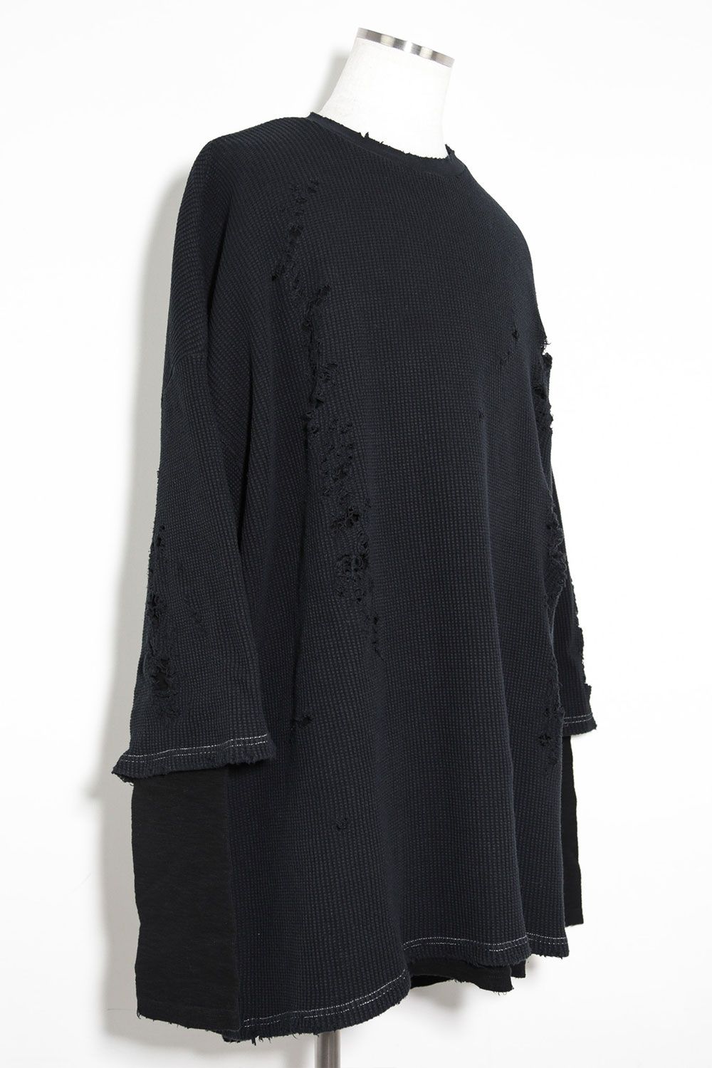 ダメージレイヤードオーバーサイズトップス / Damage Layered Pullover / ブラック / ag-8086