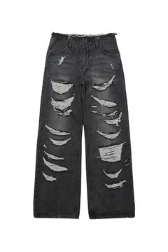 RIPPED DENIM PANTS / ブラック