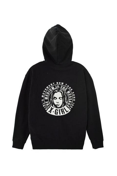 CIRCLE MESSAGE AND FACE ZIP UP SWEAT HOODIE / ブラック