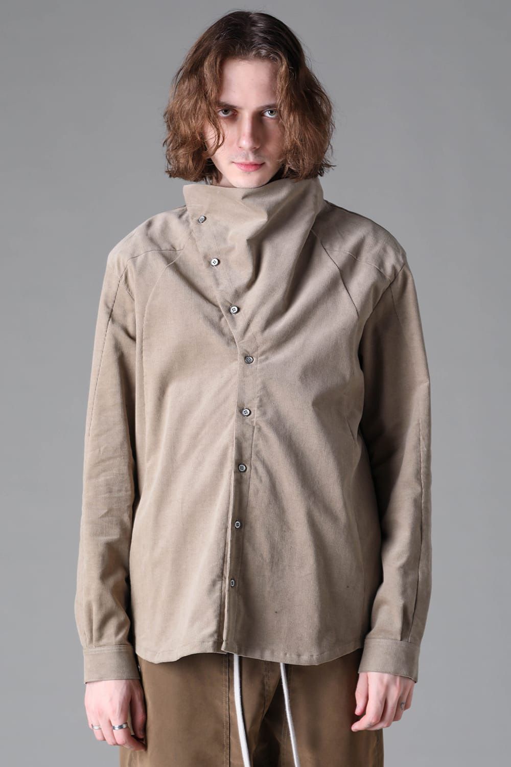 Fluid Corduroy High-Neck Shirts