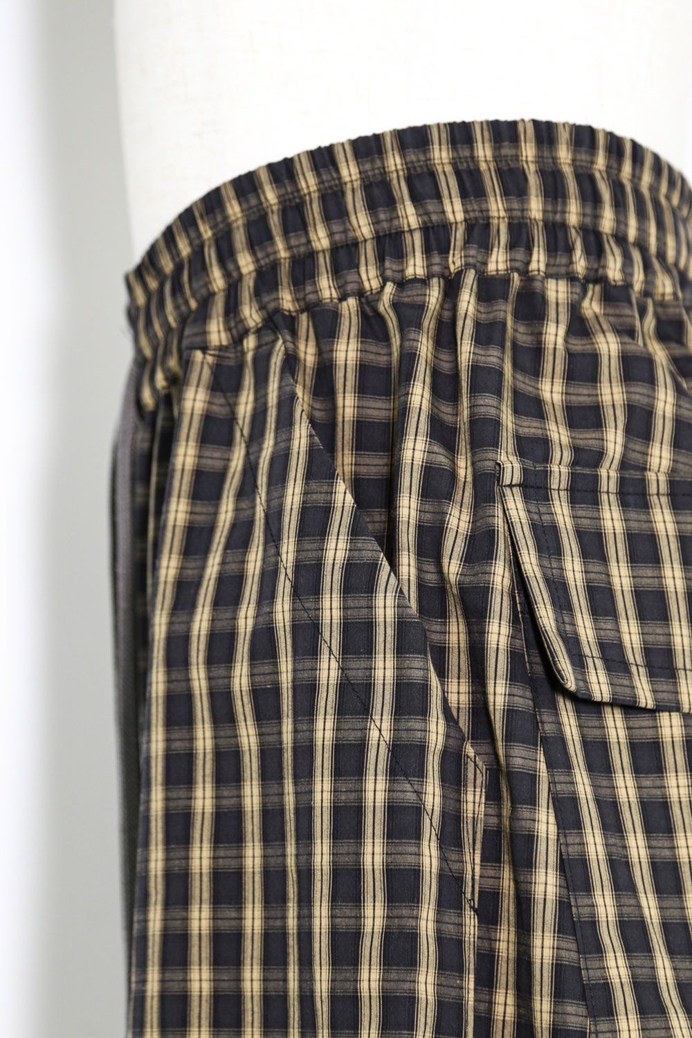 チェックフロントジップサルエルイージーパンツ / Check Front Zip Sarouel Easy Pants / イエロー