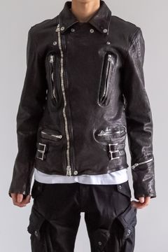 JAPAN CALF NATURAL DYED “GARMENT-WASH” DOUBLE RIDERS / ブラック
