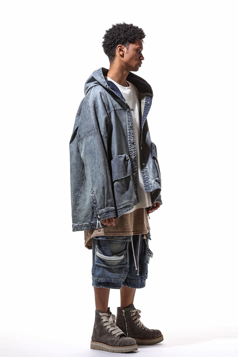 VintageDenim Hoodie Blouson / ブルー