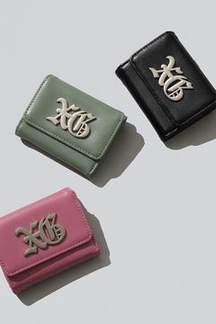 OLD ENGLISH LOGO BUCKLE FAUX LEATHER MINI WALLET -