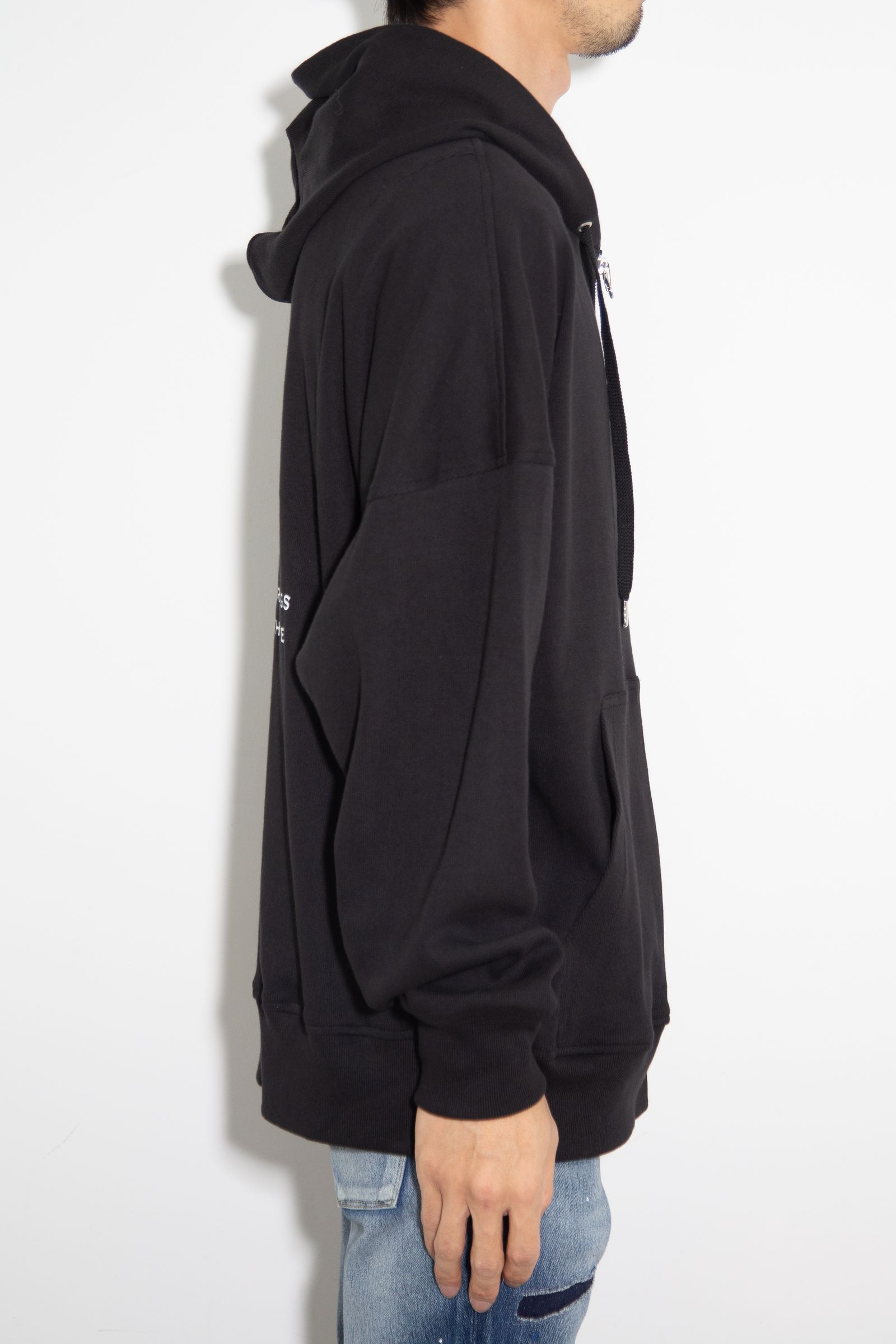 fries zip loose hoodie / ブラック
