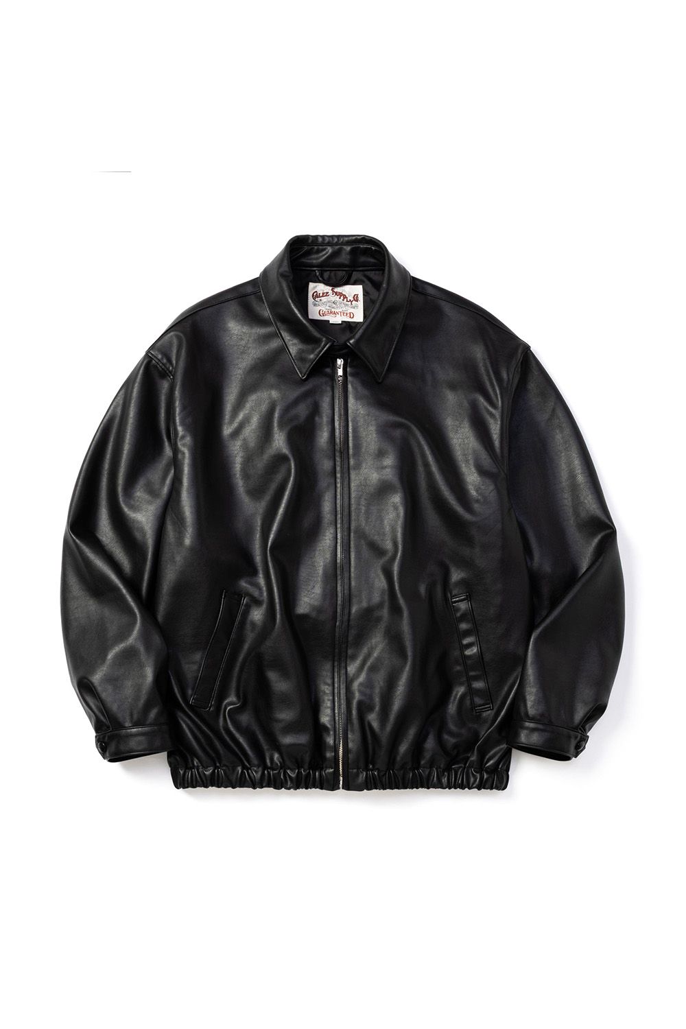 FAUX LEATHER HARRINGTON JACKET / ブラック
